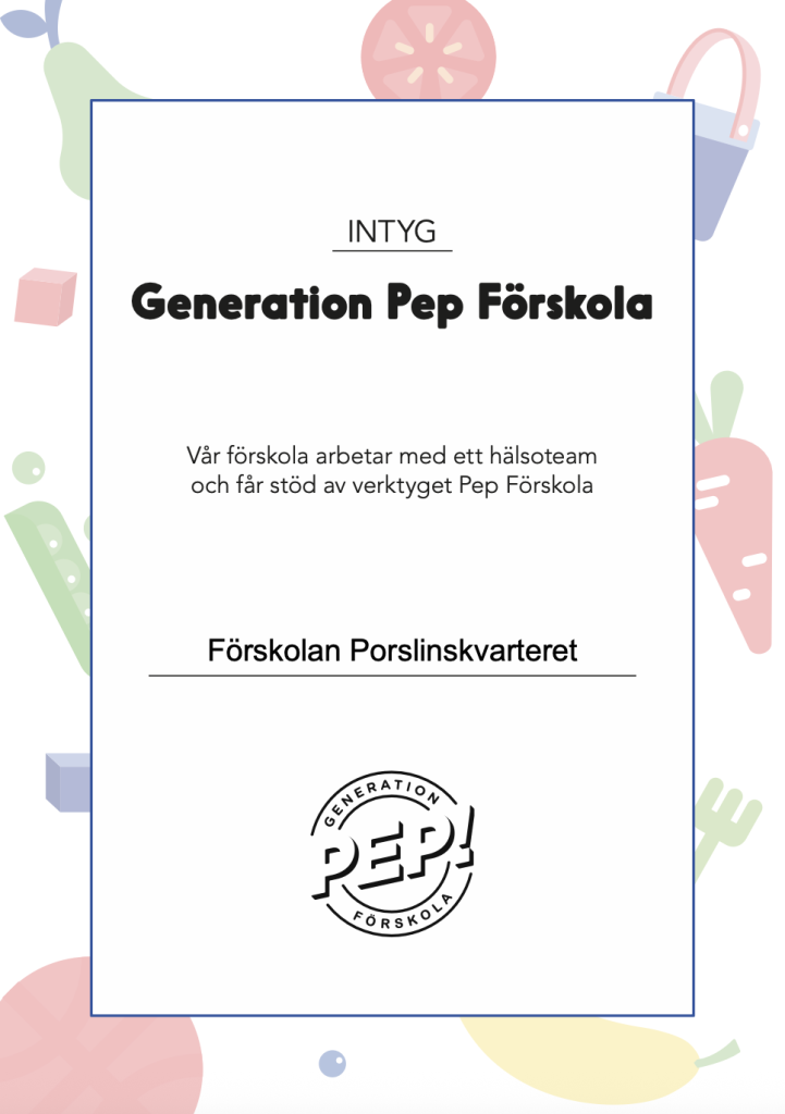 Generation Pep Förskola-intyg.