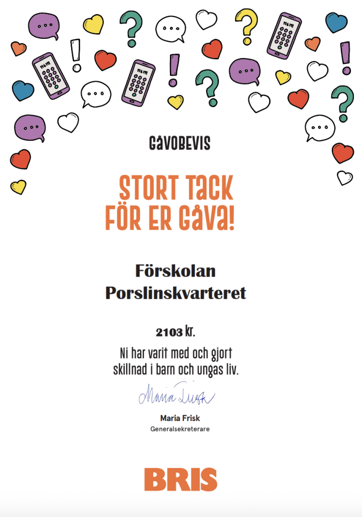 BRIS gåvobevis